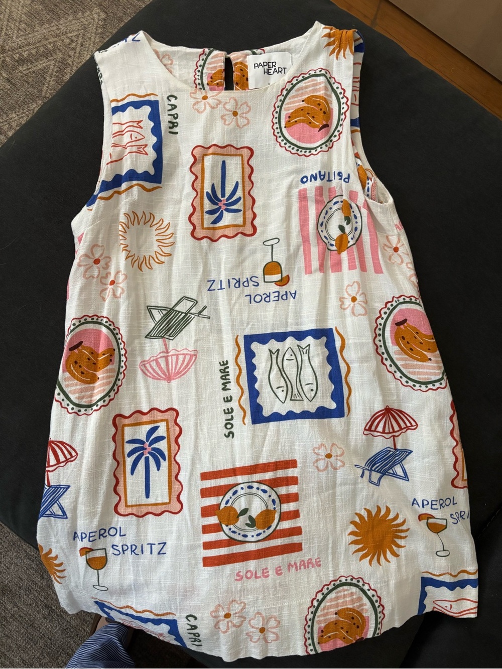 Paper Heart Sleeveless Summer Print shirt - White with Multicolor Motifs